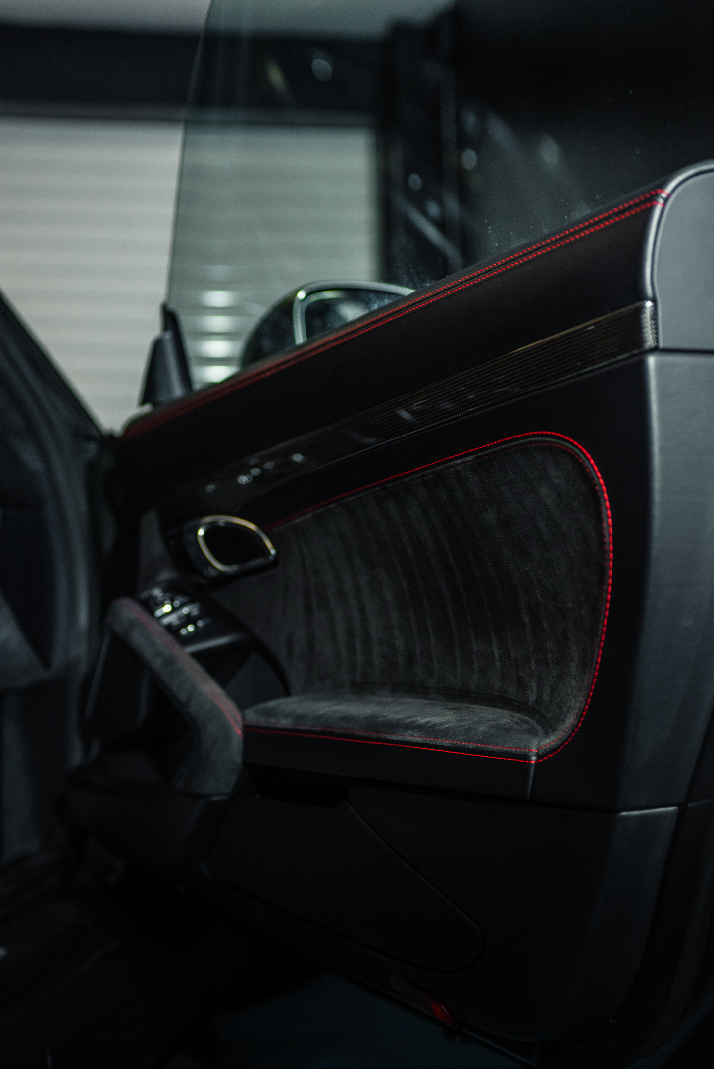 Cleaned sports car door card and interior trim